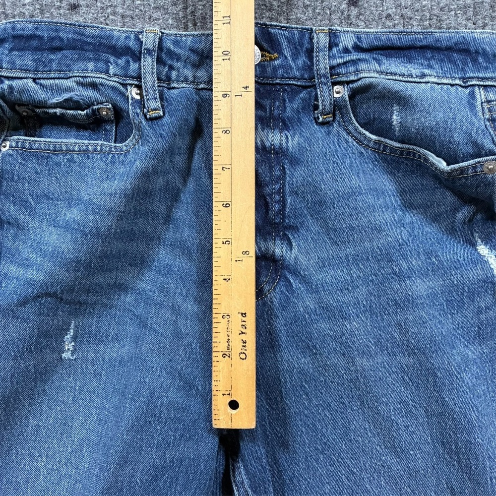 Free Assembly Womens Straight Jeans Size 6 Blue Distressed Denim Stretch Raw Hem - Picture 6 of 9